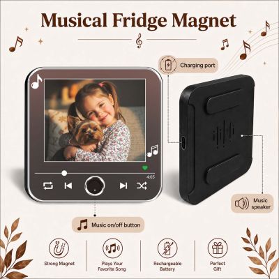 Personalized Photo & Song Musical Fridge Magnet Gift for Loveable Person Playable Music Player  Rechargeable Sound Magnet Gift for Pet Lover Daughter, Son, Friends, Mom & Dad